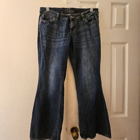 The diva Cowgirl old navy blue denim jeans beige embroider Western pockets 12R - Picture 11 of 11